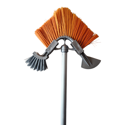 Brosse triangulaire souple pour évacuer les feuilles dans une gouttière