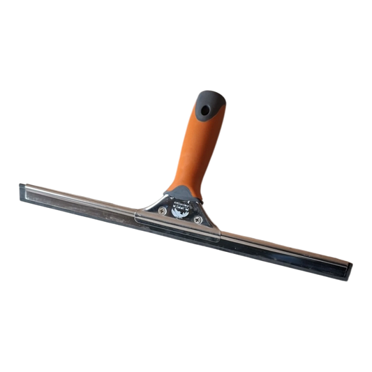 Raclette professionnelle pour vitres 35 cm avec manche orange et lame caoutchouc compatible perche télescopique
